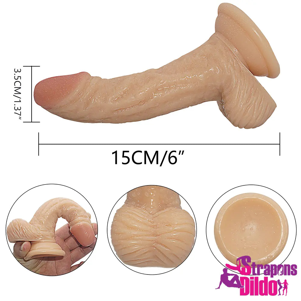 6in Realistic Reel Feeling Strap on Dildo For Lesbian Masturbation - Strap ons Dildo