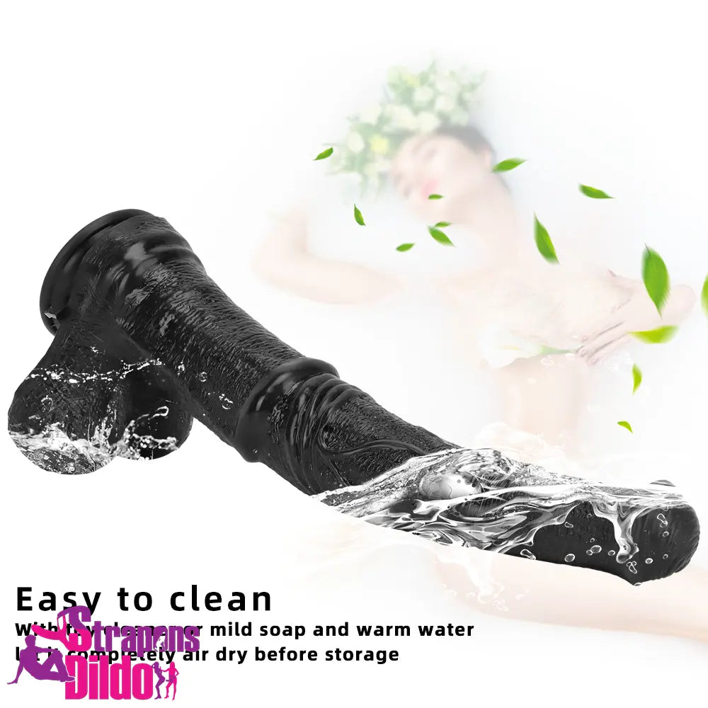 14.76in Extra Long Huge Black Soft Liquid Silicone Horse Animal Dildo Strap ons Dildo