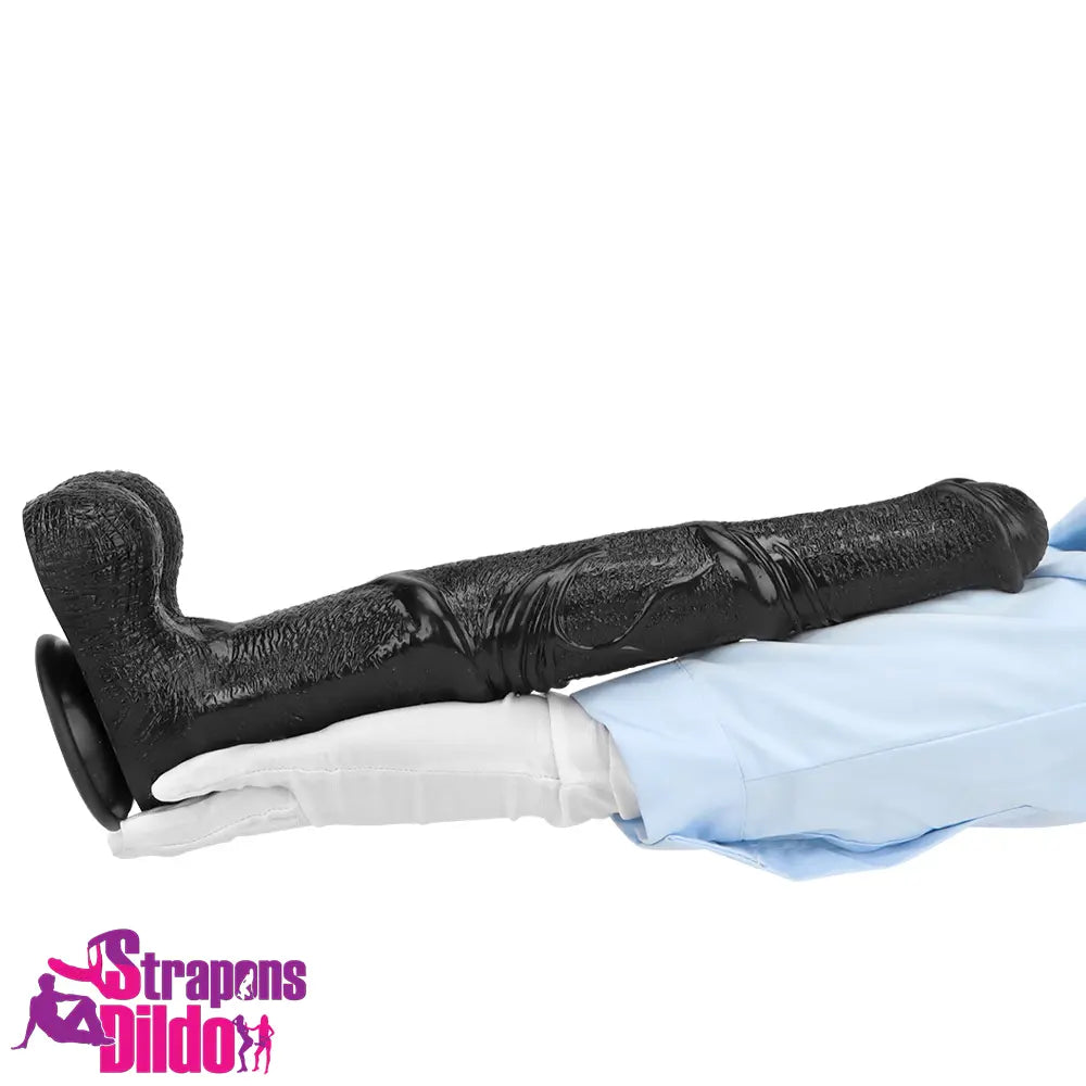 14.76in Extra Long Huge Black Soft Liquid Silicone Horse Animal Dildo Strap ons Dildo