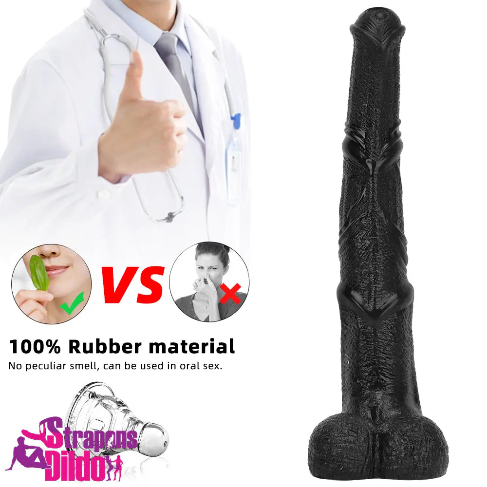 14.76in Extra Long Huge Black Soft Liquid Silicone Horse Animal Dildo Strap ons Dildo