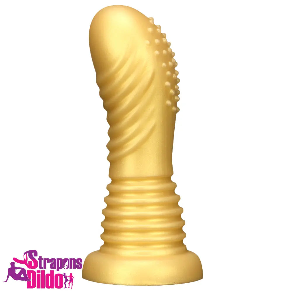 7.08in Soft Liquid Silicone Thick Wide Golden Spiked Butt Plug Dildo Strap ons Dildo