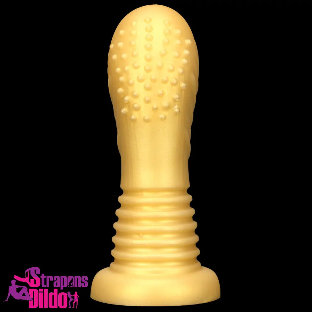 7.08in Soft Liquid Silicone Thick Wide Golden Spiked Butt Plug Dildo Strap ons Dildo