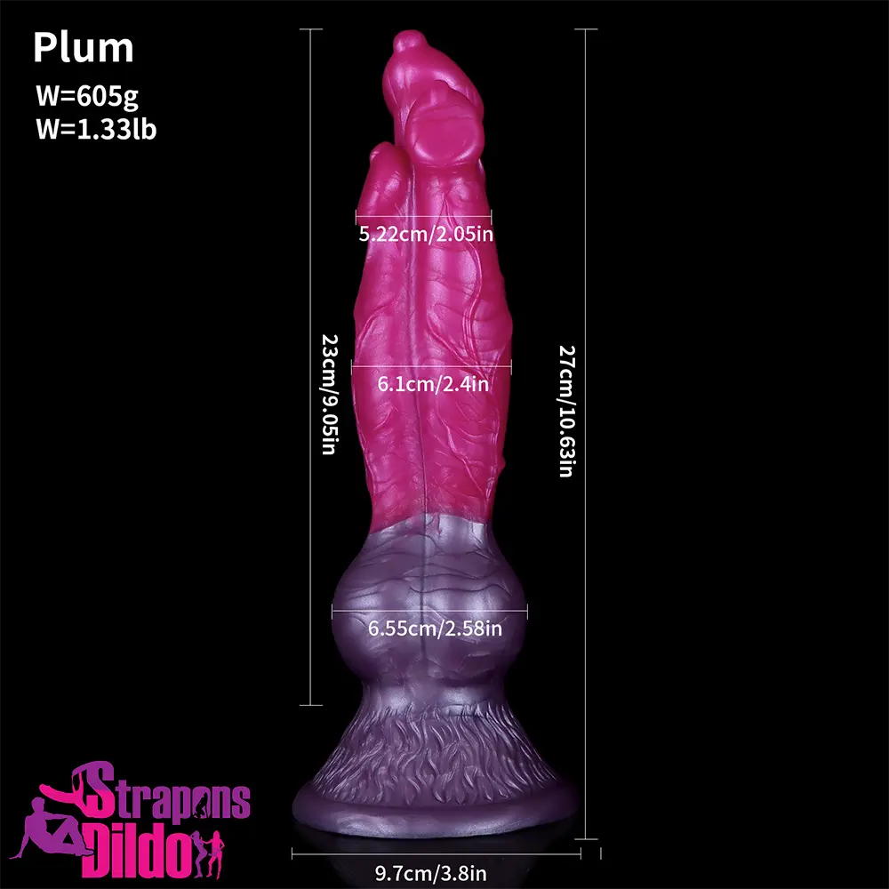 10.63in Fantasy Big Dog Knot Penis Animal 3in1 Head Silicone Soft Dildo Strap ons Dildo