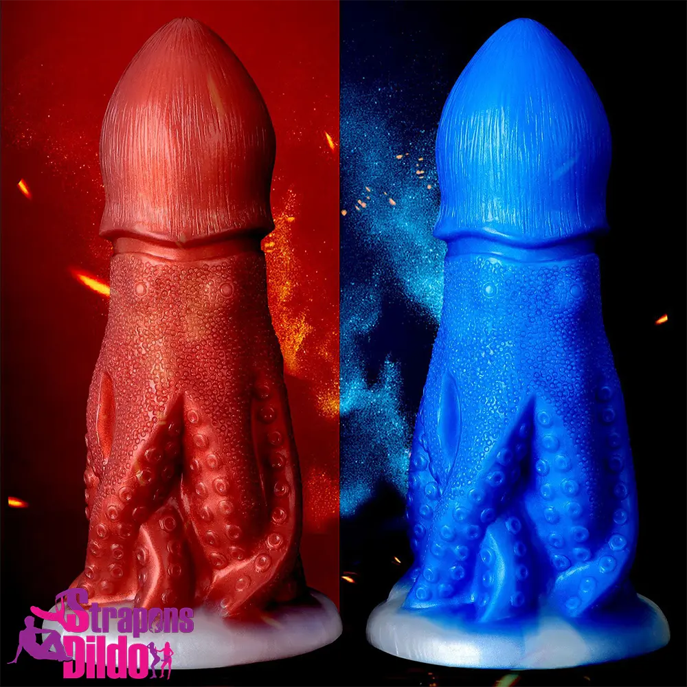 8.26in Fantasy Big Octopus Tentacle Silicone Soft Wide Dildo Sex Toy Strap ons Dildo