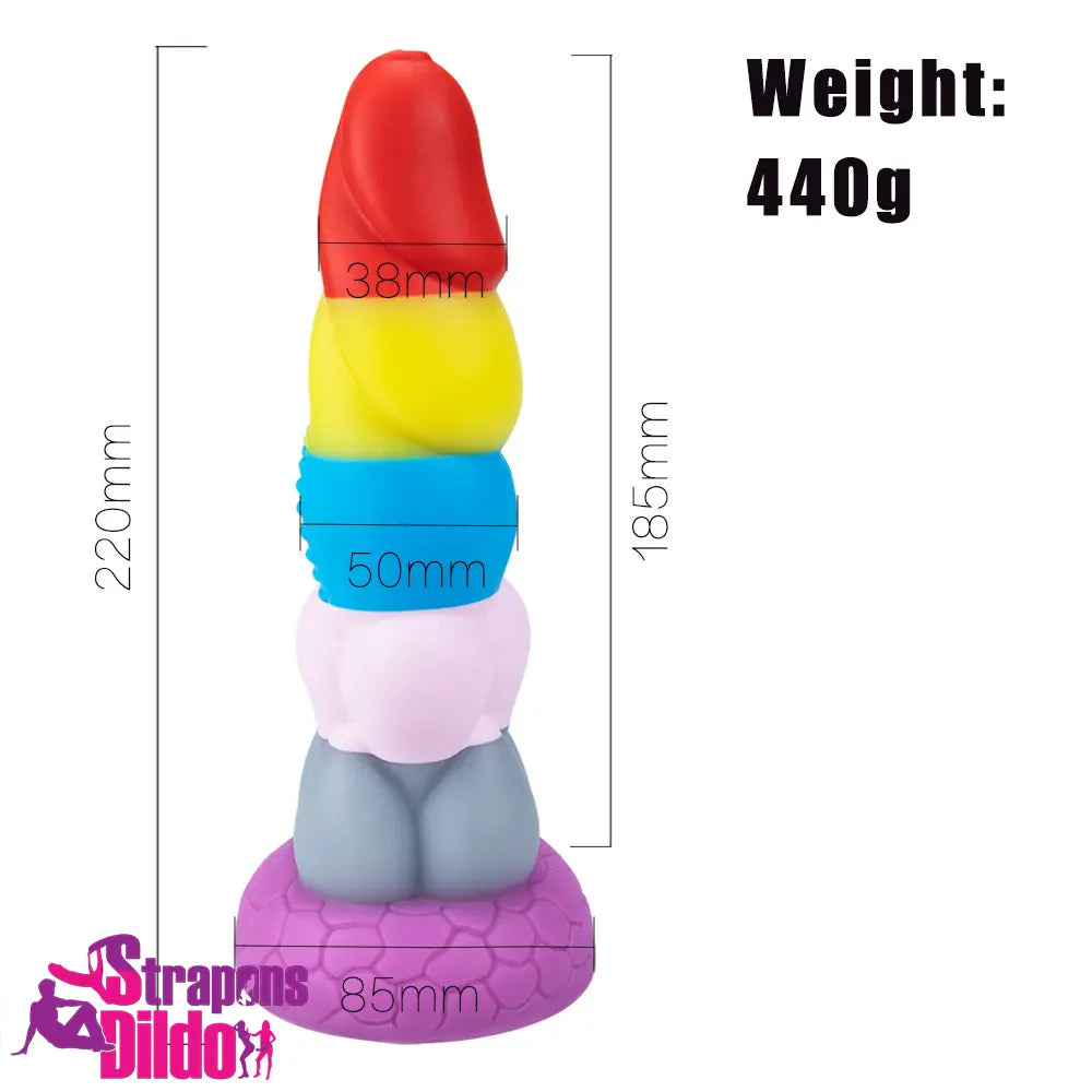 8.66in Silicone Rainbow Soft Big Dildo For Gay LGBT Vaginal Massaging Strap ons Dildo