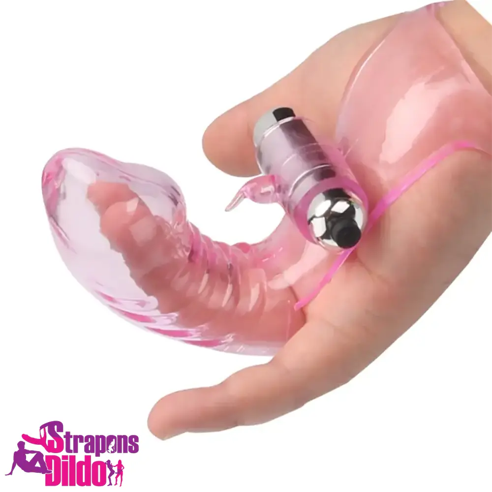 6.3in Vibrating Middle Finger Sleeve Penis Soft Jelly Crystal Dildo Toy Strap ons Dildo