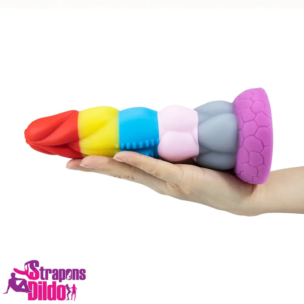 8.66in Silicone Rainbow Soft Big Dildo For Gay LGBT Vaginal Massaging Strap ons Dildo