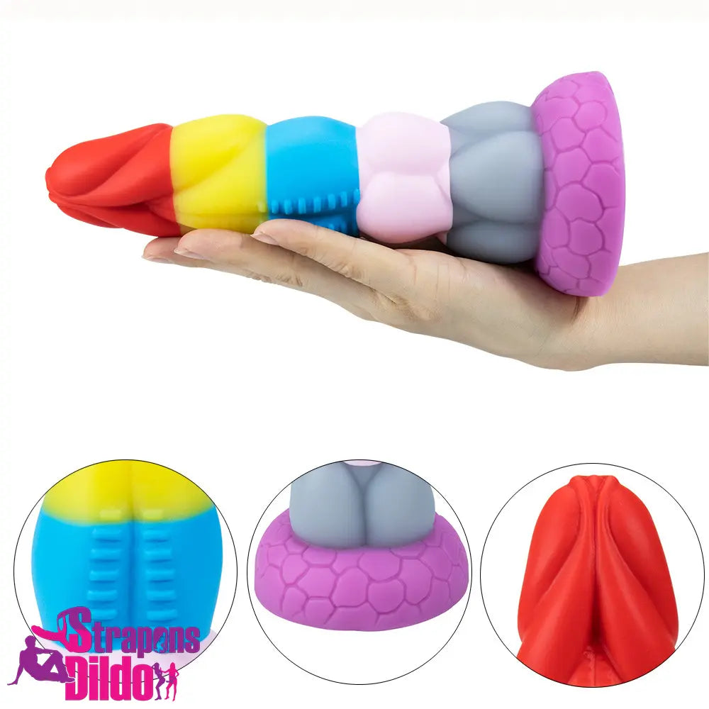 8.66in Silicone Rainbow Soft Big Dildo For Gay LGBT Vaginal Massaging Strap ons Dildo