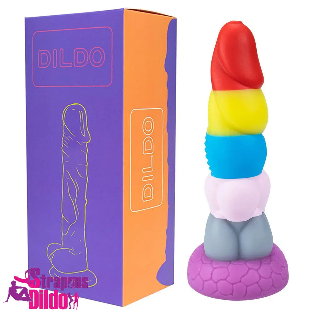 8.66in Silicone Rainbow Soft Big Dildo For Gay LGBT Vaginal Massaging Strap ons Dildo