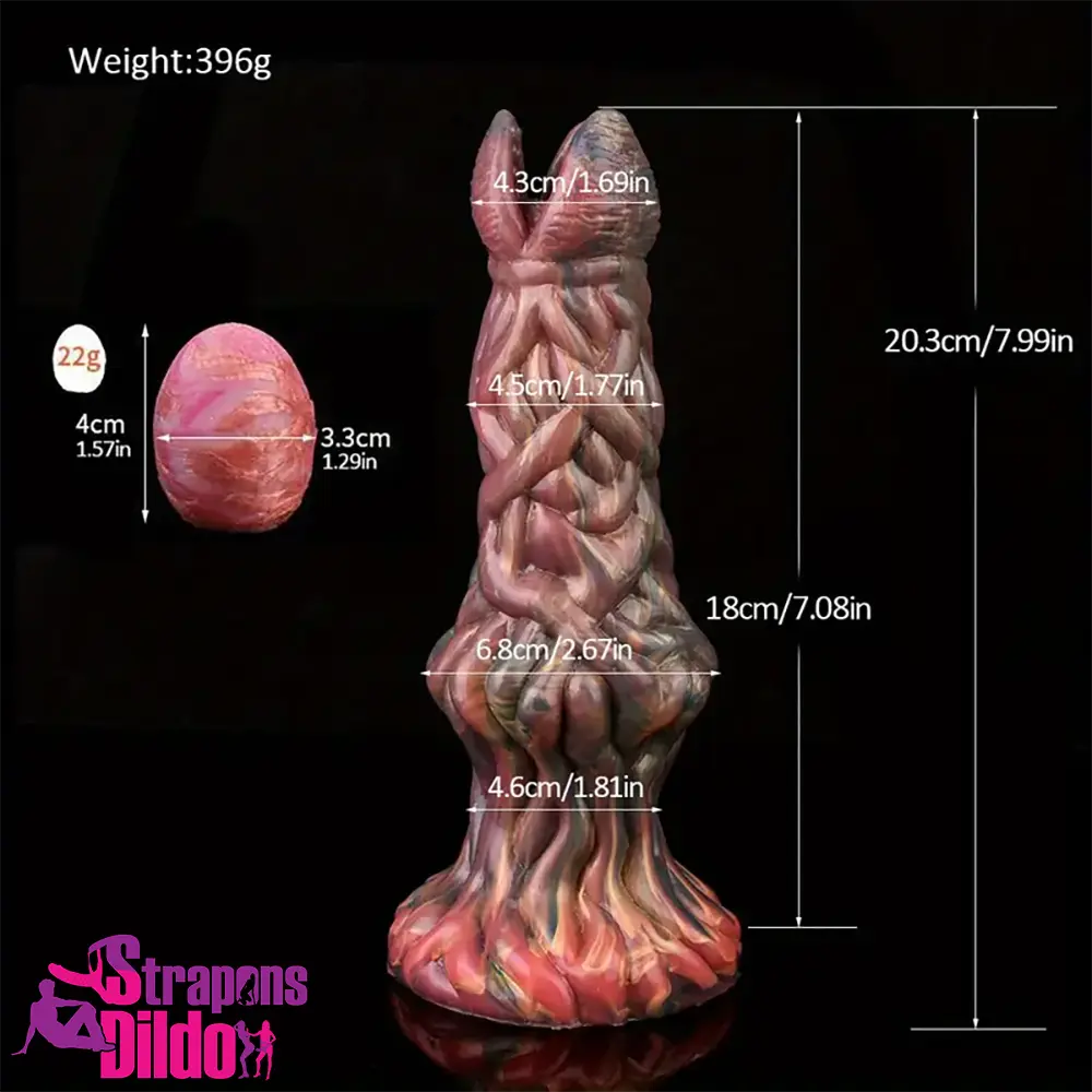 7.99in Silicone Soft Big Knot Alien Ovipositor Dildo Lay Eggs Sex Toy Strap ons Dildo