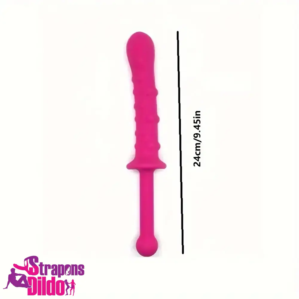 9.45in Unisex Soft Silicone Big Spiked Dildo With Handle For Orgasm Strap ons Dildo