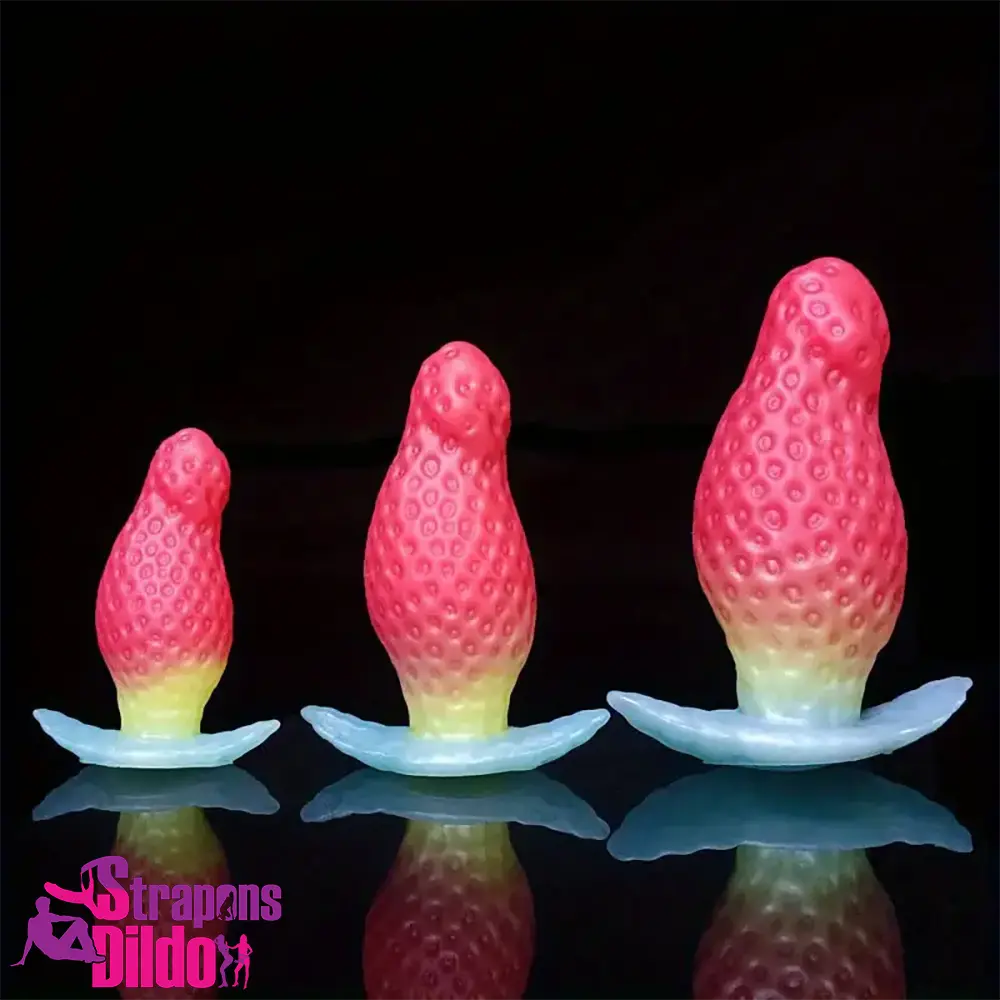 2.75in 3.54in 4.33in Strawberry Small Unisex Silicone Soft Penis Dildo Strap ons Dildo