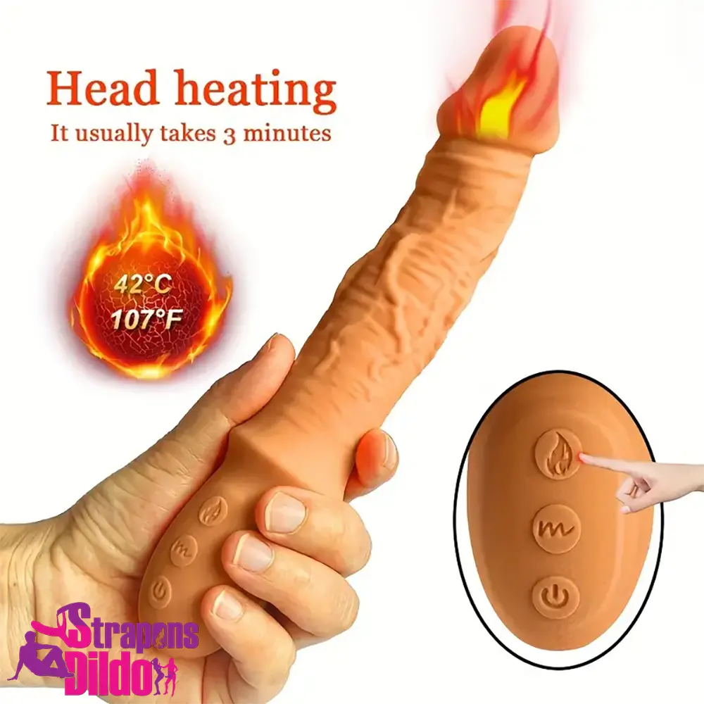 8.46in Automatic Soft Real Silicone Heating Vibrating Comforter Dildo Strap ons Dildo