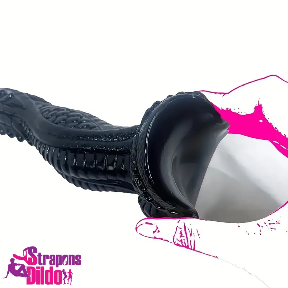 8.15in Silicone Dragon Large Soft Black Dildo For Women Suction Cup Strap ons Dildo