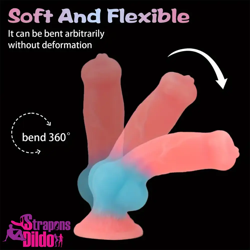 7.08in 7.48in 9.44in 10.23in 13in Silicone Soft Big Glowing Dog Real Dildo Strap ons Dildo