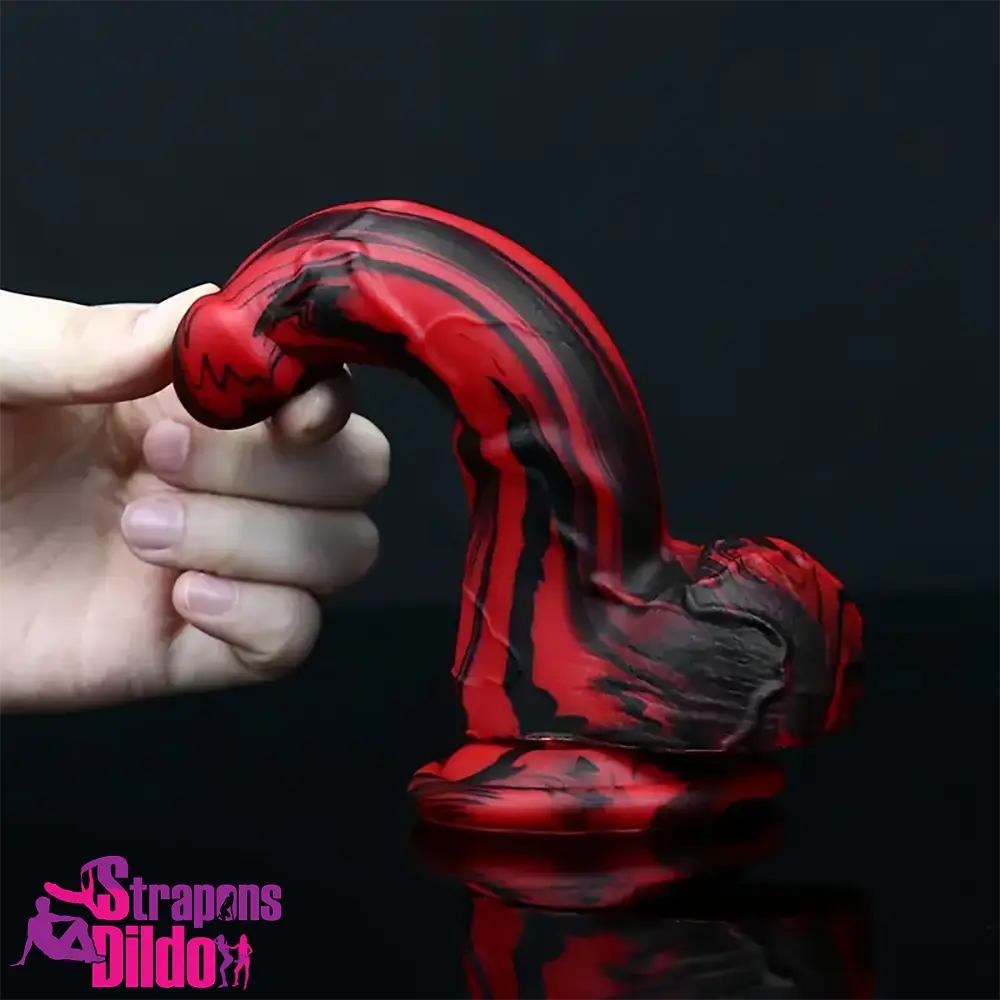 6.1in Silicone Soft Red Black Dildo For G-Spot Anal Stimulation Women Strap ons Dildo