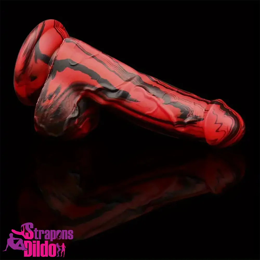 6.1in Silicone Soft Red Black Dildo For G-Spot Anal Stimulation Women Strap ons Dildo