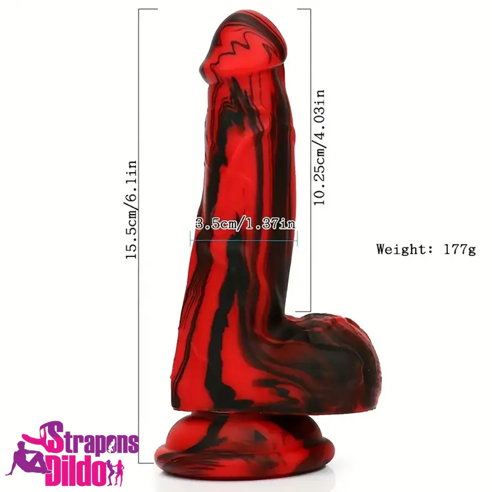 6.1in Silicone Soft Red Black Dildo For G-Spot Anal Stimulation Women Strap ons Dildo