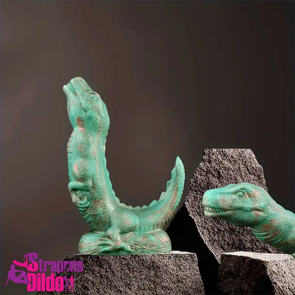 8.66in Fantasy Animal Dinosaur Monster Silicone Wide Soft Dildo Strap ons Dildo