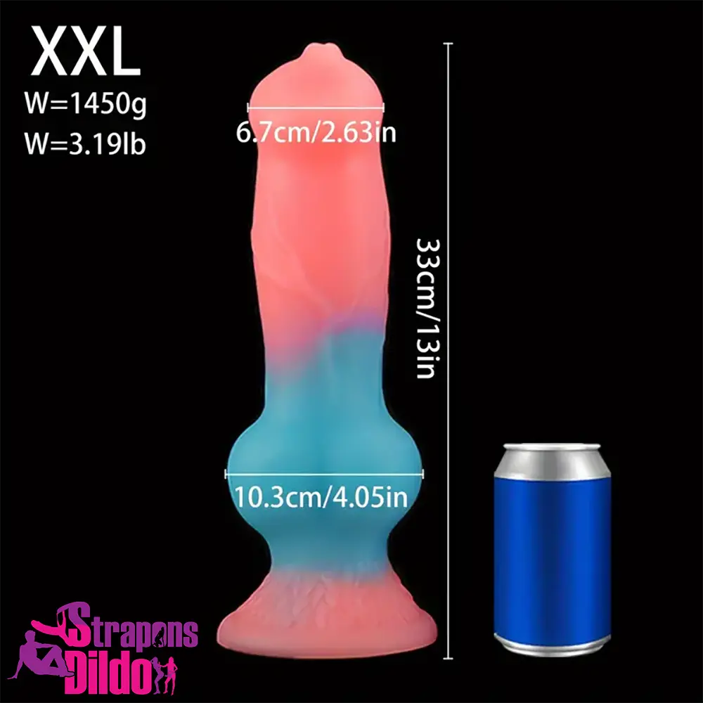 7.08in 7.48in 9.44in 10.23in 13in Silicone Soft Big Glowing Dog Real Dildo Strap ons Dildo