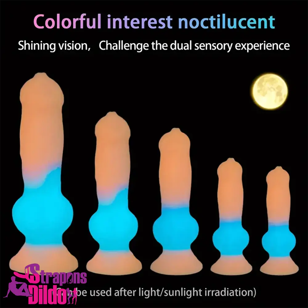 7.08in 7.48in 9.44in 10.23in 13in Silicone Soft Big Glowing Dog Real Dildo Strap ons Dildo