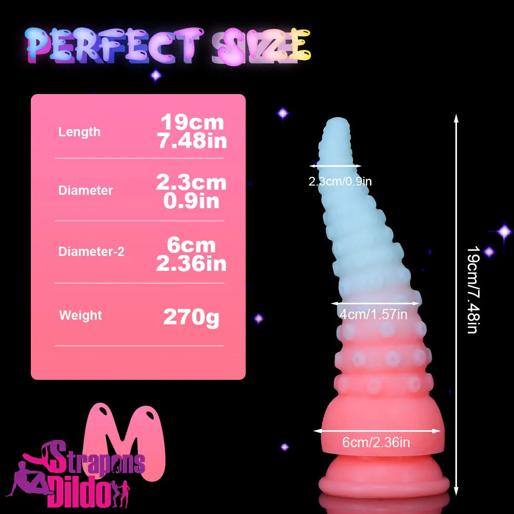 6.42in 7.48in 8.66in Fluorescent Octopus Tentacle Soft Real Female Dildo Strap ons Dildo