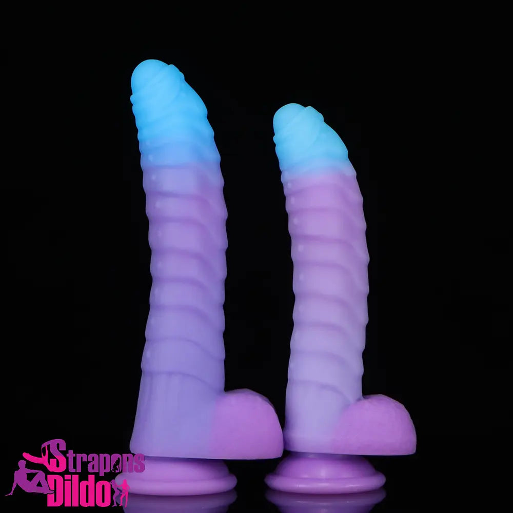 8.15in 9.06in Mixed Color Silicone Gradient Big Soft Odd Uncut Dildo Strap ons Dildo