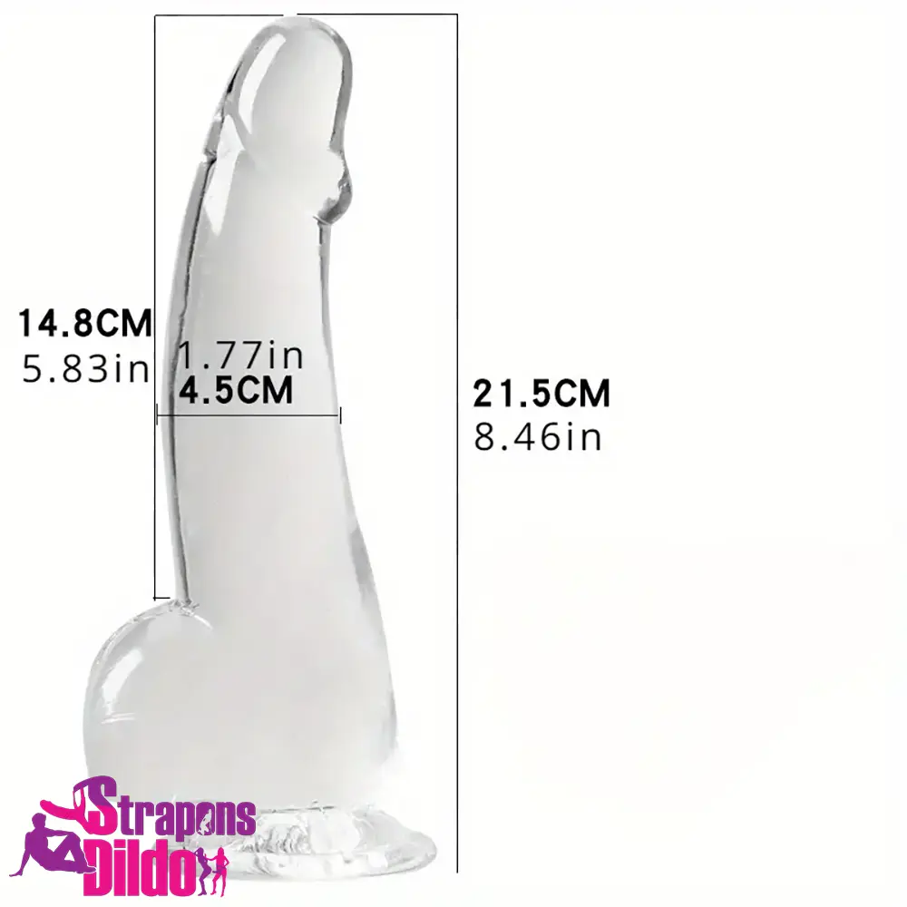 8.46in Flexible Clear Crystal Dildo For Couples Lesbian Vaginal Sex Strap ons Dildo