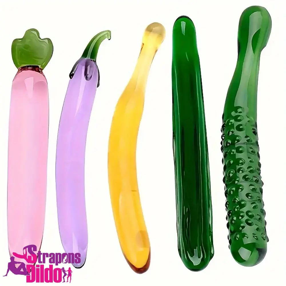 Multiple Options Fruit Vegetable Crystal Clear Glass Anal Plug Dildo Strap ons Dildo