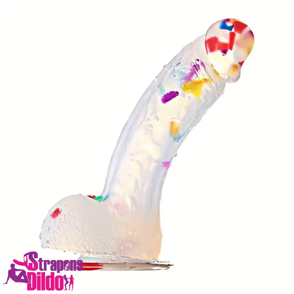 7.8in Real Confetti Silicone Soft Dildo For Anus Vaginal Adults Orgasm Strap ons Dildo