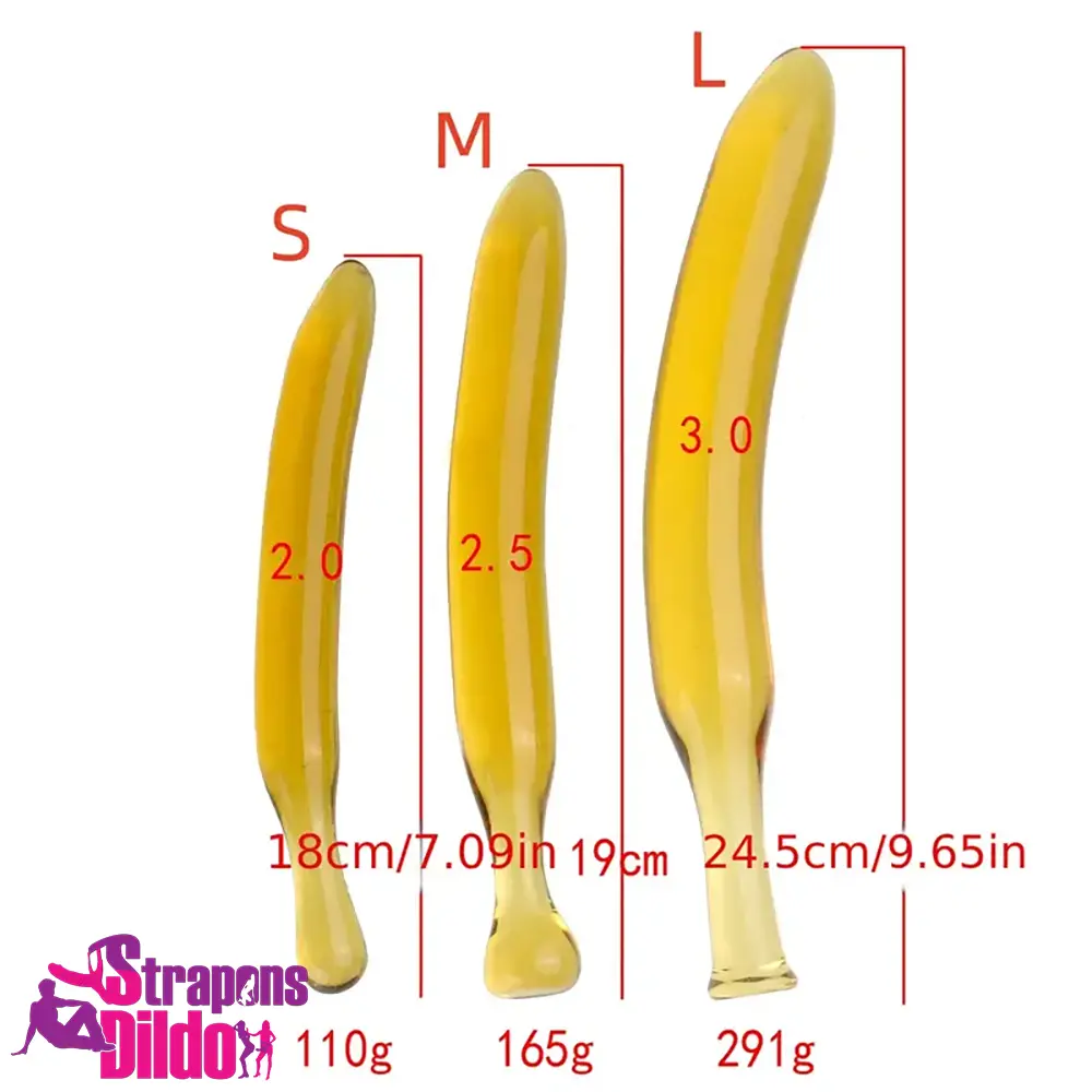 7.09in 7.48in 9.65in Glass Banana Dildo For For Men Women Unisex Strap ons Dildo