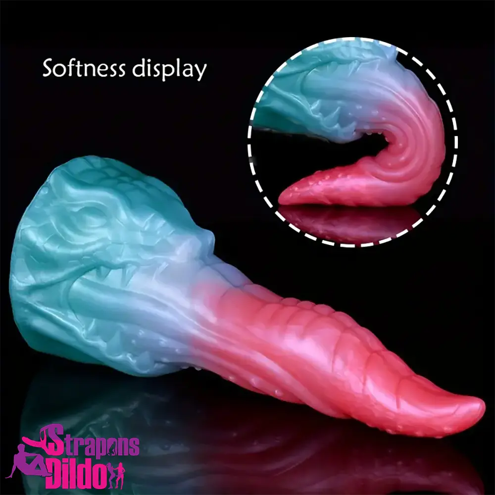 8.18in Dragon Monster Real Silicone Soft Dildo Penis Clit Expander Strap ons Dildo