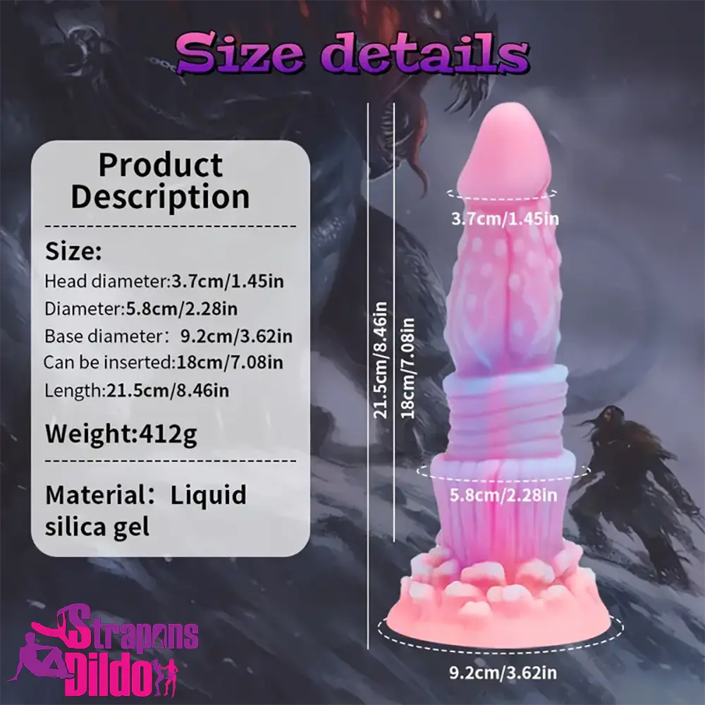 8.46in Fantasy Luminous Monster Silicone Soft Dildo Anal Comforter Strap ons Dildo