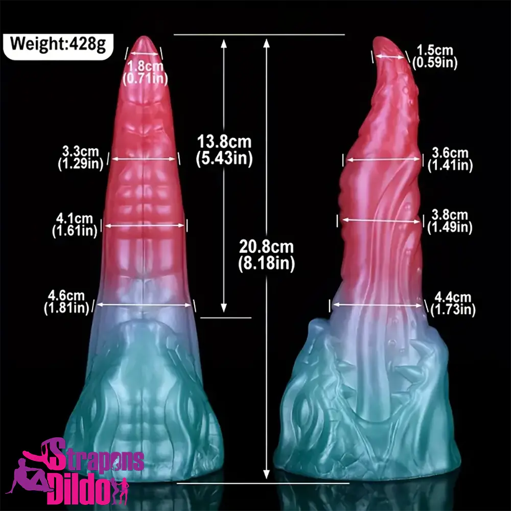 8.18in Dragon Monster Real Silicone Soft Dildo Penis Clit Expander Strap ons Dildo