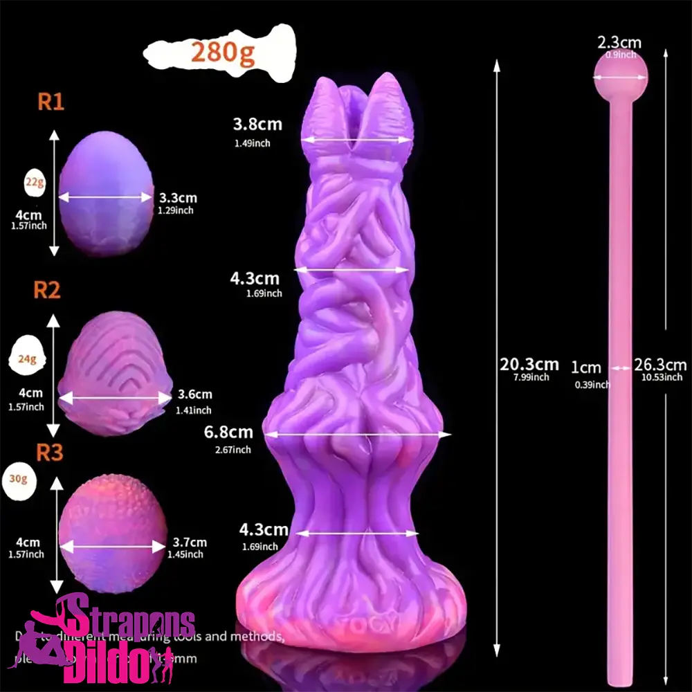 7.99in Luminous Ovipositor Silicone Dildo For Anal Vaginal Masturbator Strap ons Dildo