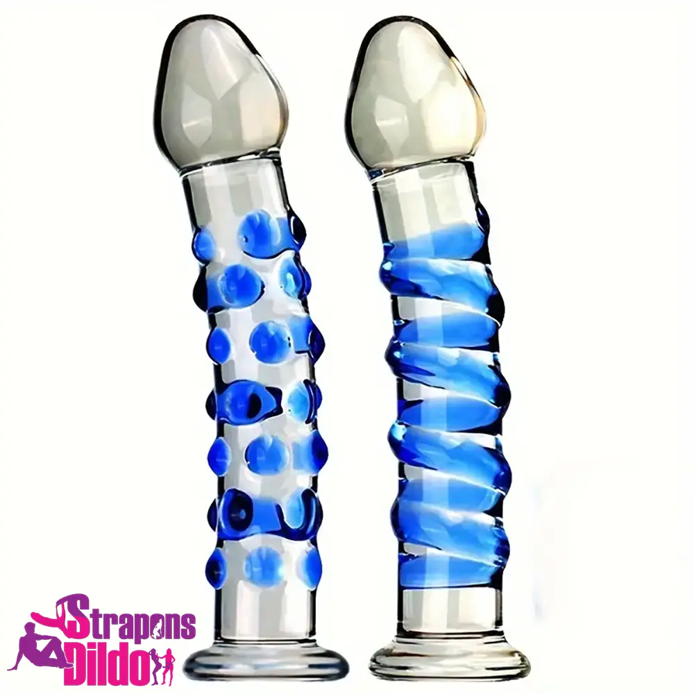 6.9in Clear Spiked Spiral Glass Dildo For Anal Vaginal Masturbator Strap ons Dildo