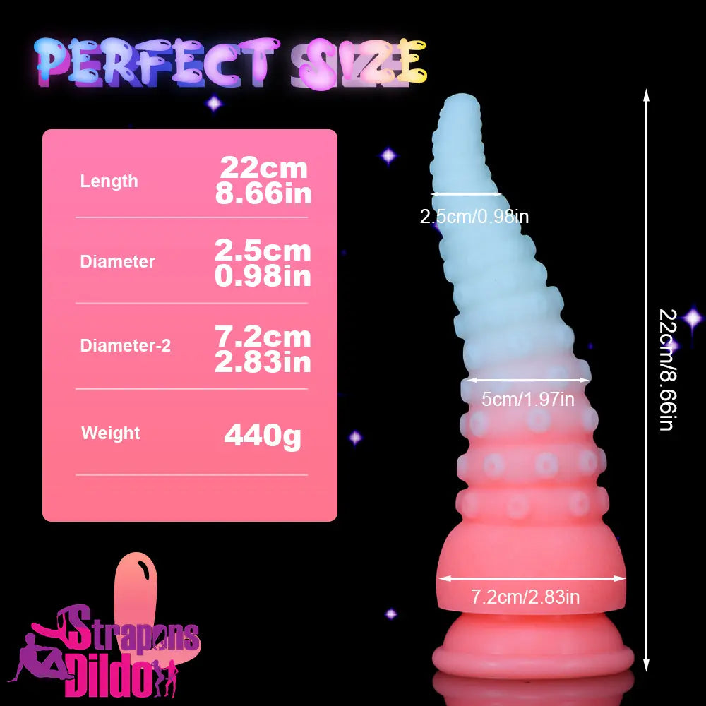 6.42in 7.48in 8.66in Fluorescent Octopus Tentacle Soft Real Female Dildo Strap ons Dildo