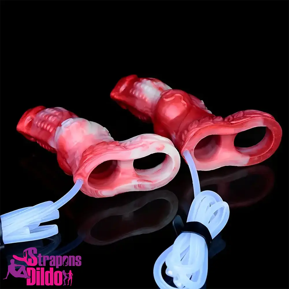 4.8in 5.59in Soft Liquid Silicone Monster Ejaculating Dildo Sleeve Toy Strap ons Dildo