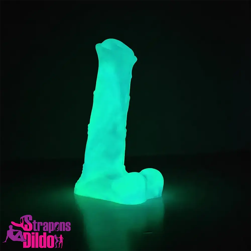 7.78in Liquid Silicone Fantasy Horse Glowing Luminous Animal Dildo Strap ons Dildo