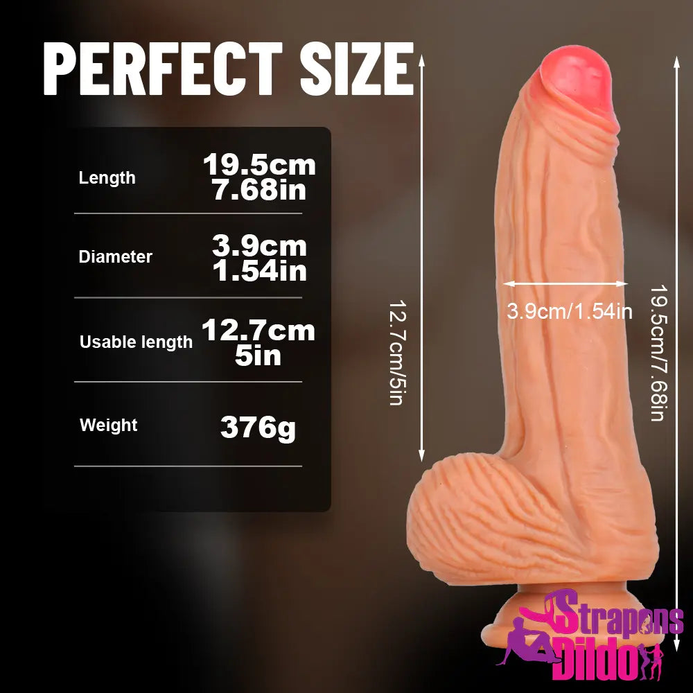 7.68in Realistic Silicone Soft Penis Dildo For Adult Lesbian Women Orgasm - Strap ons Dildo