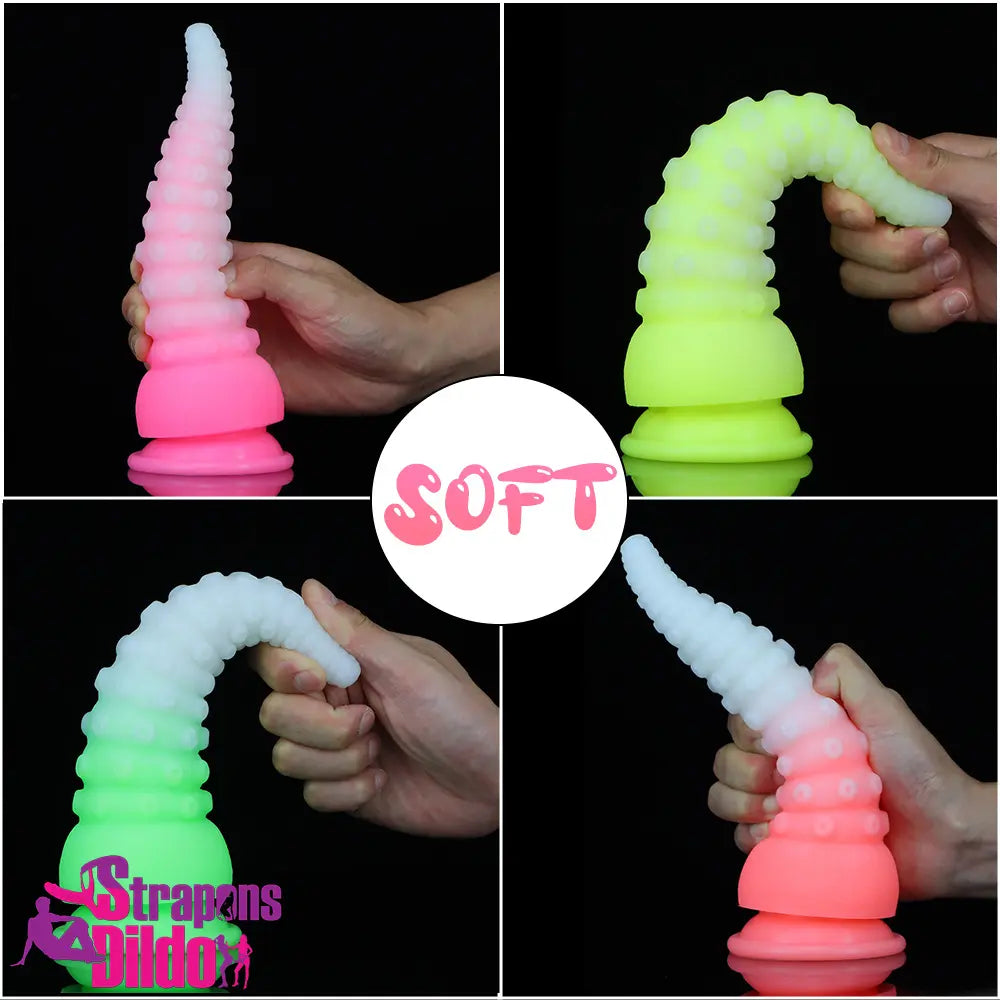 6.42in 7.48in 8.66in Fluorescent Octopus Tentacle Soft Real Female Dildo Strap ons Dildo