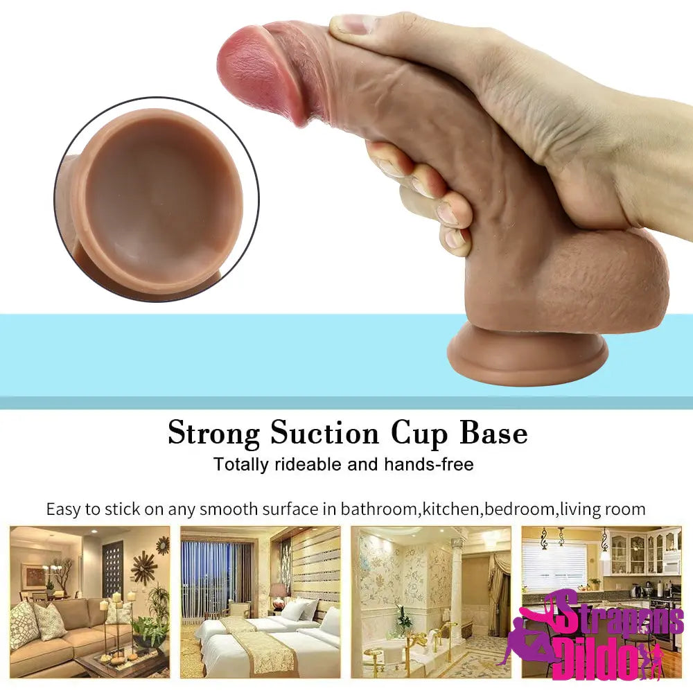 8.26in Silicone Suction Cup Soft Anal Lifelike Dildo For Women Couples - Strap ons Dildo