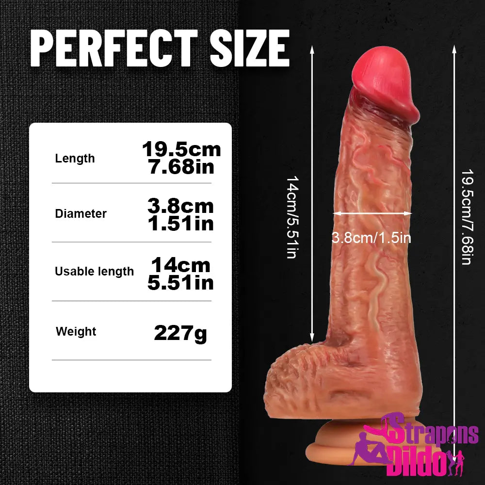 7.68in Silicone Soft Penis With Suction Cup Dildo For Clitoris Vagina - Strap ons Dildo