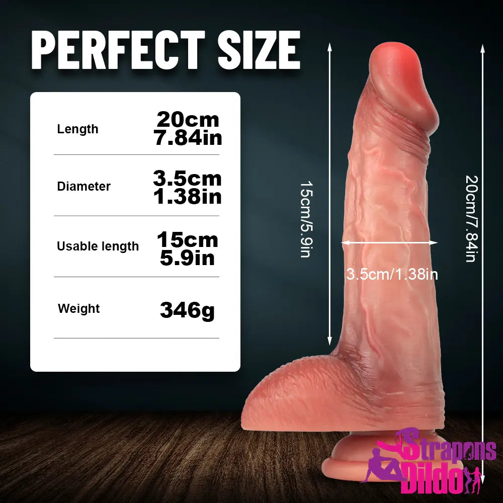 7.84in Lifelike Soft Silicone Dildo For Vaginal G-spot Stimulation Dilator - Strap ons Dildo