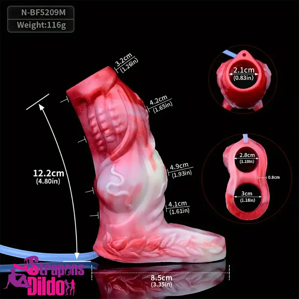 4.8in 5.59in Soft Liquid Silicone Monster Ejaculating Dildo Sleeve Toy Strap ons Dildo