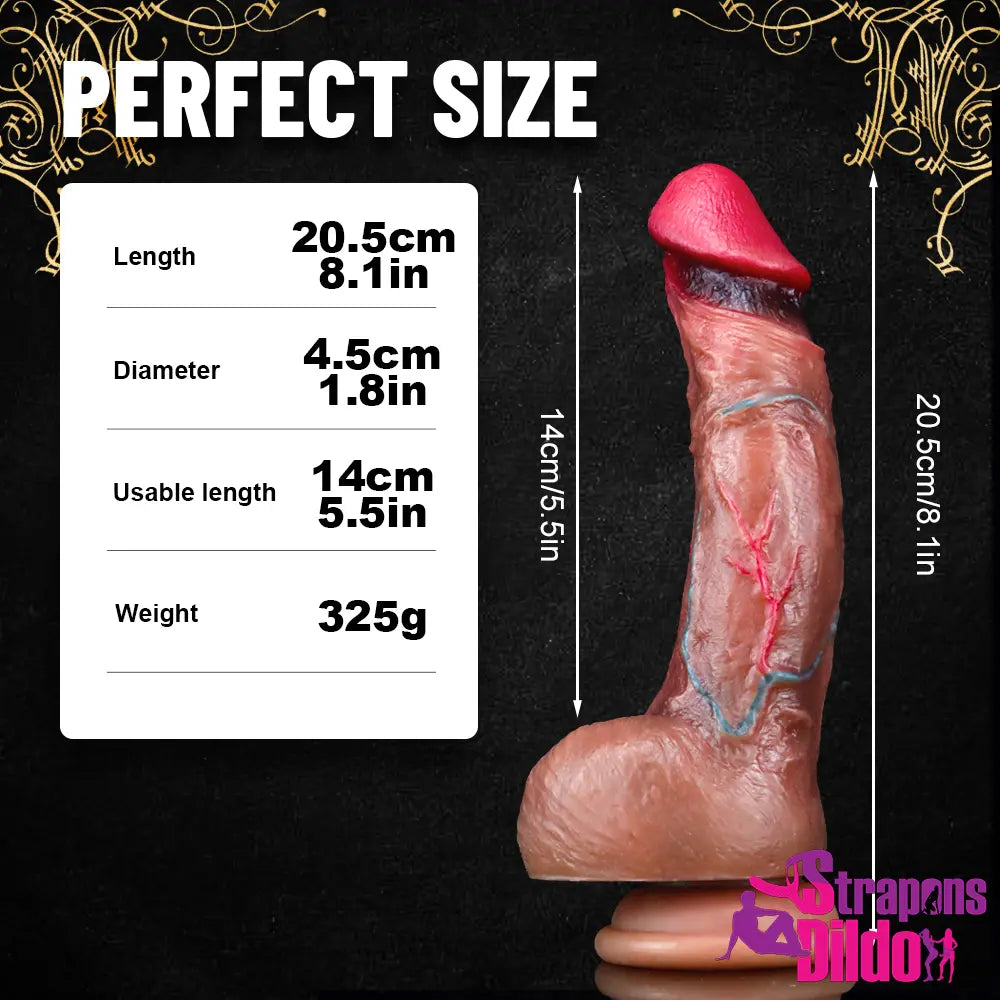 8.1in Realistic Adult Male Penis Dildo With Lifelike Blue Veins Anal Dilator - Strap ons Dildo