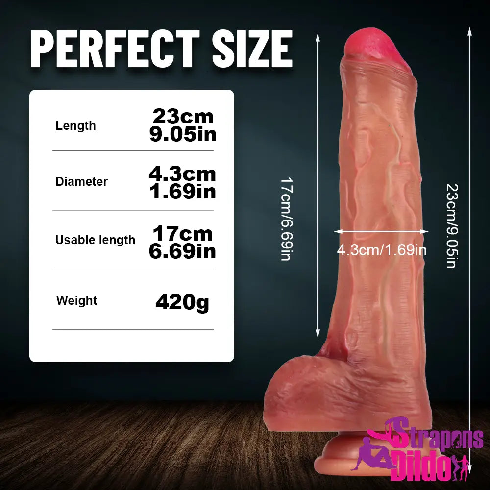 9.05in Real Big Feeling Uncut Dildo With Foreksin Vaginal Masturbator - Strap ons Dildo