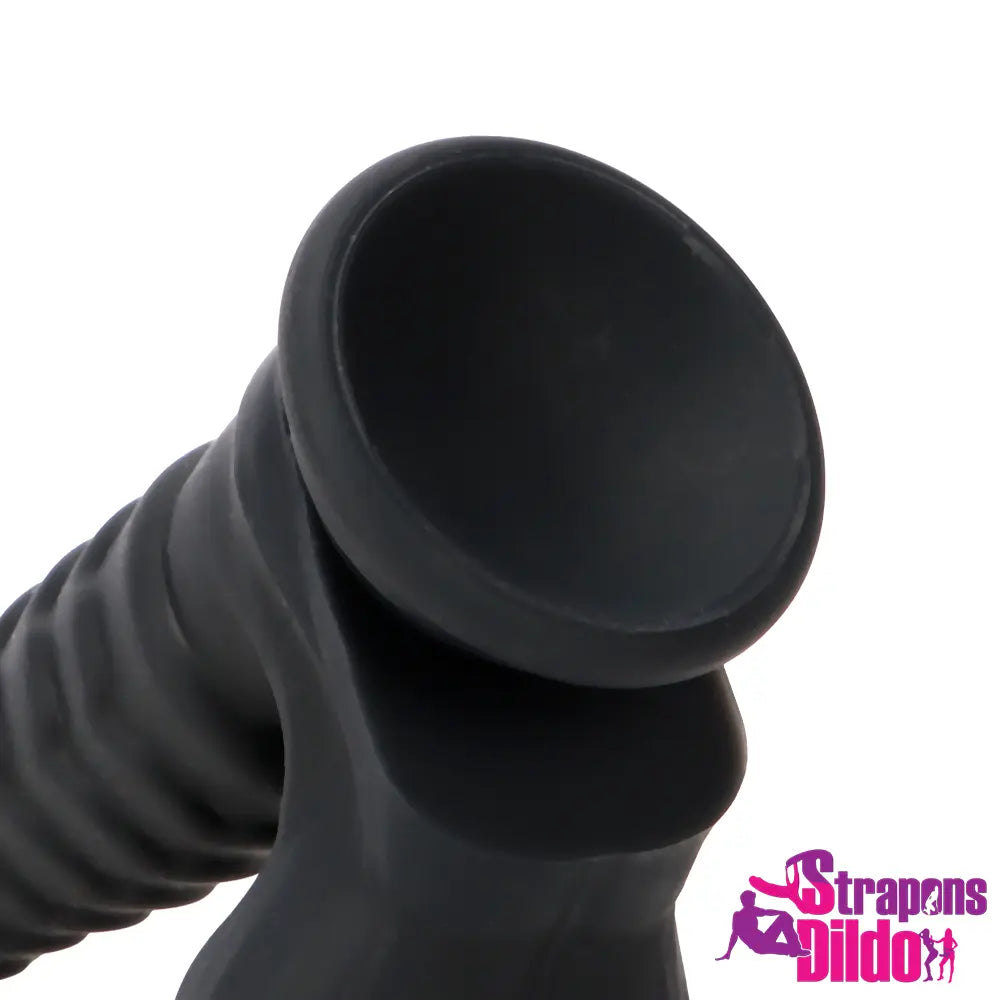 8.07in Big Black Odd Double Layer Silicone Flexible Scale Caterpillar Dildo Strap ons Dildo