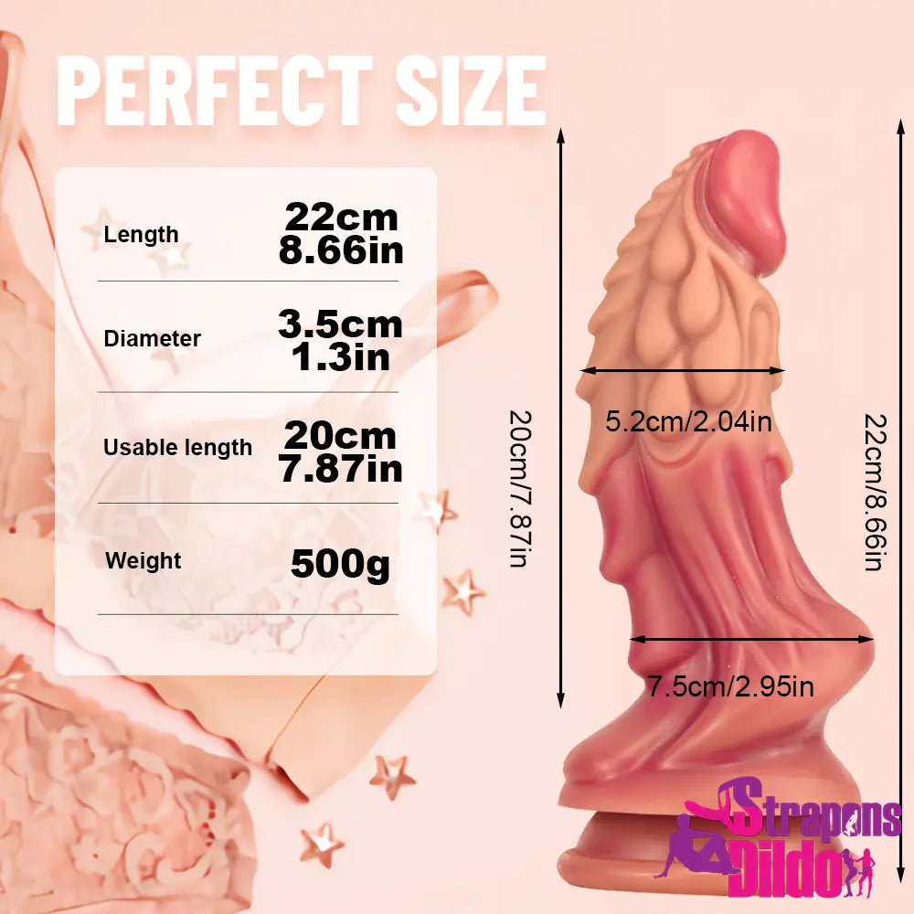 8.66in Silicone Soft G Spot Dragon Animal Big Dildo Erotic Sex Toy - Strap ons Dildo