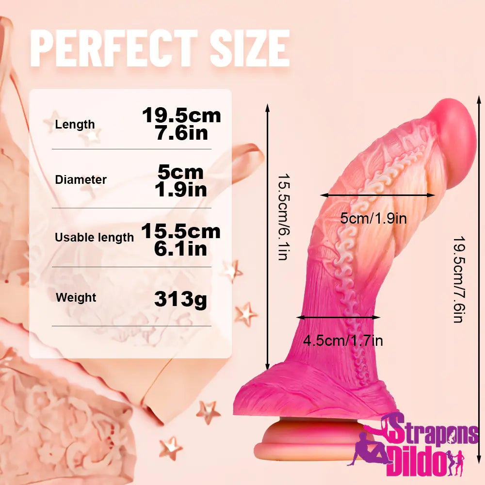 7.6in Realistic Fantasy Silicone Soft Dildo Suction Cup Adult Sex Toy - Strap ons Dildo